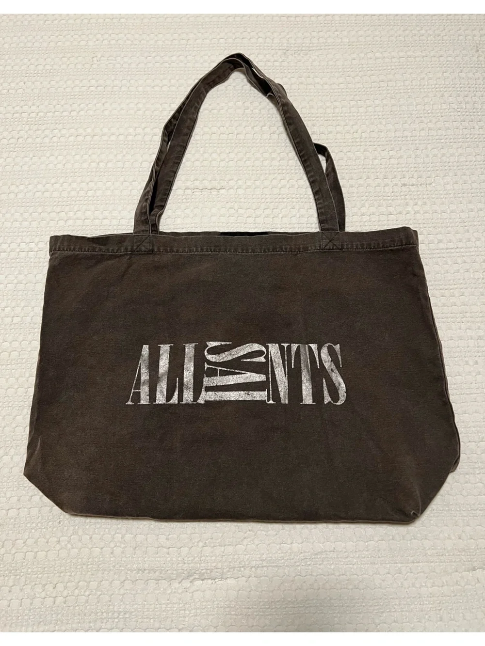 All Saints Brown Canvas Tote Bag